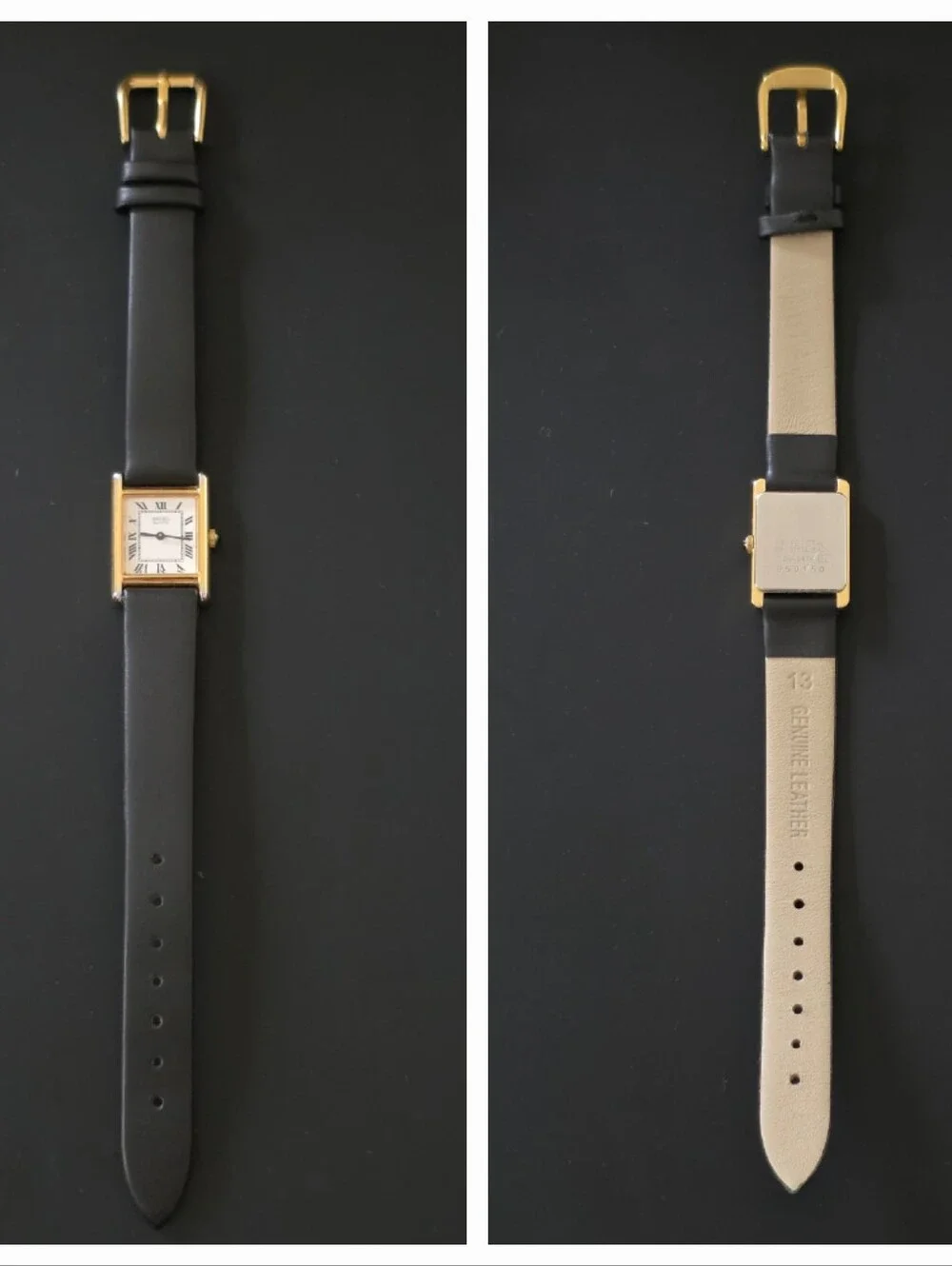 VTG Seiko 2Y00 5479 Gold Tone White Dial Roman Numeral 17mm Tank Watch WORKS